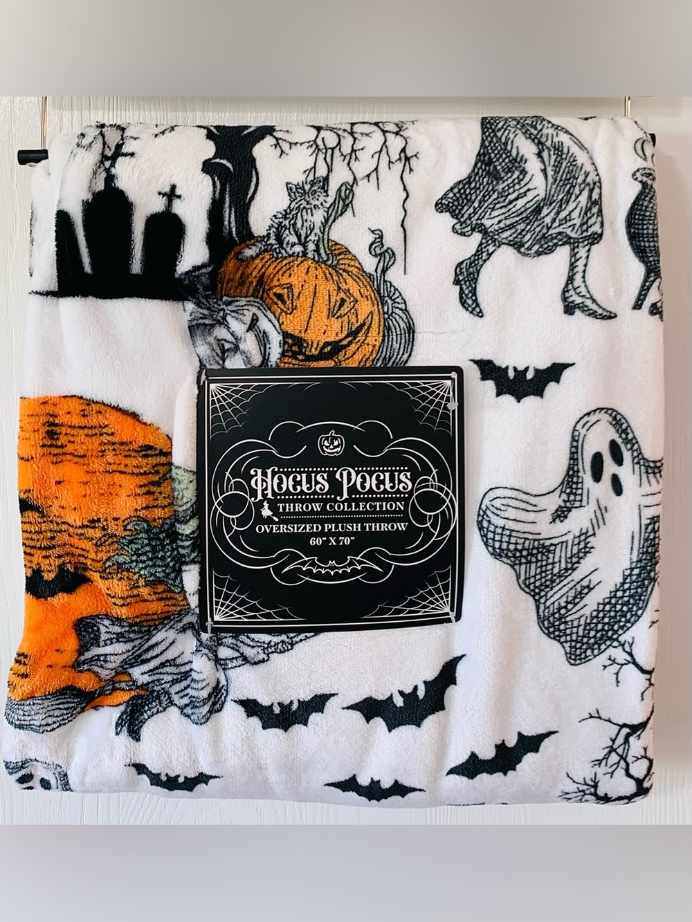 Hocus Pocus Halloween Witches Brew Black Cats and Bats Throw Blanket